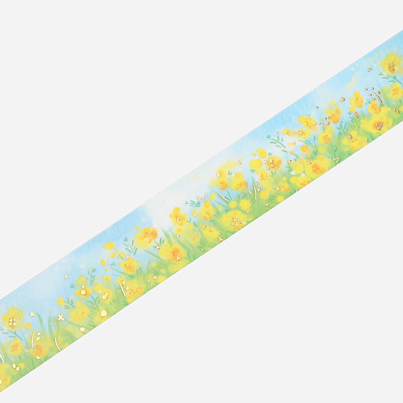 Yellow Flower Field - Foil Stamped Washi Tape