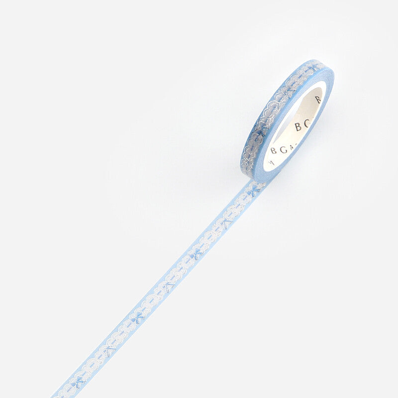 Blue Lace - Silver Foil Stamped Washi Tape