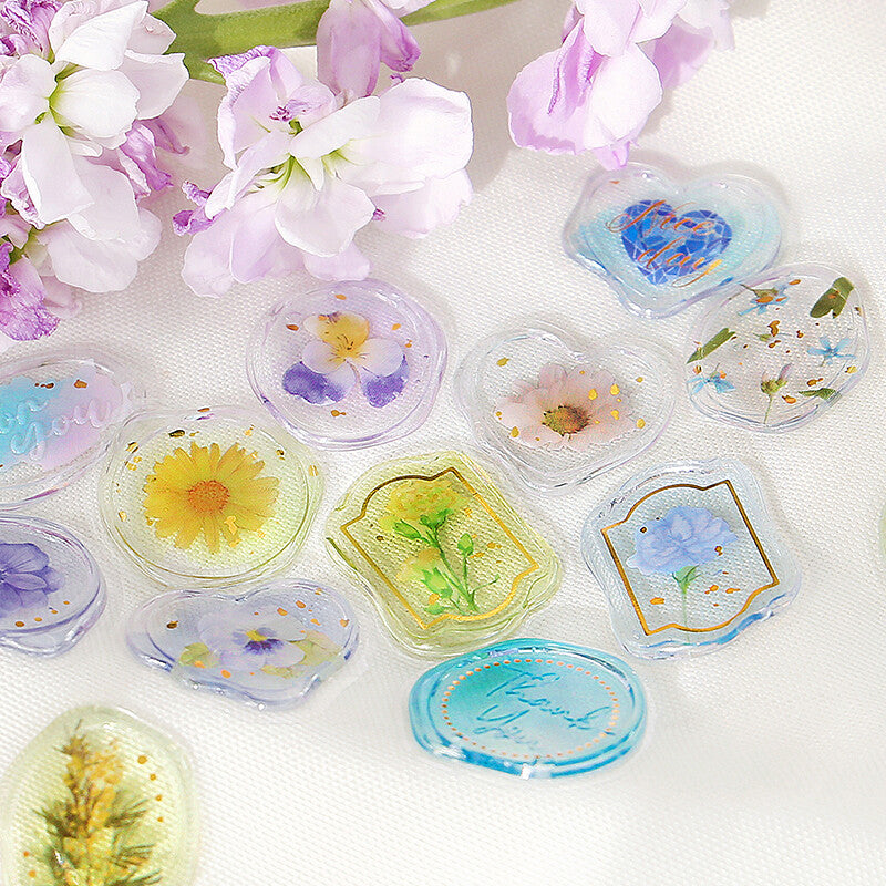 Flower Seal Sticker - Blue