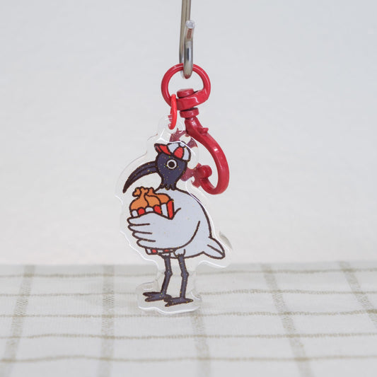 Bin Chicken Fast Food Worker Keychain