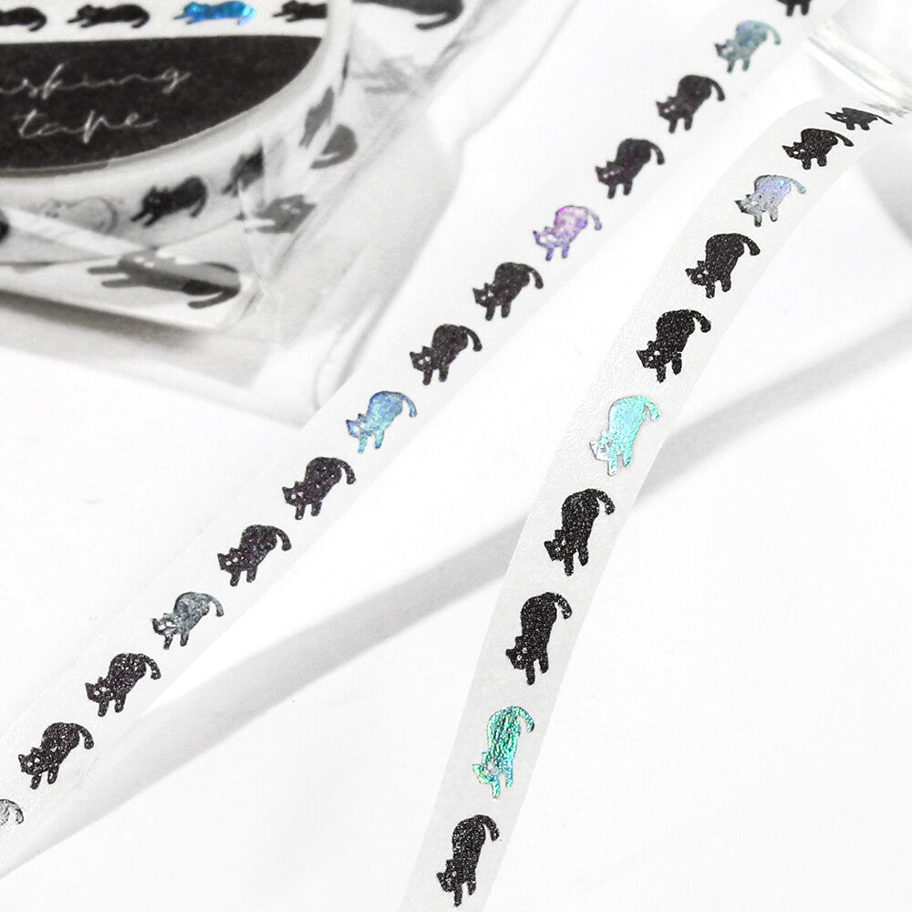 Black Kitty - Holographic Stamped Washi Tape