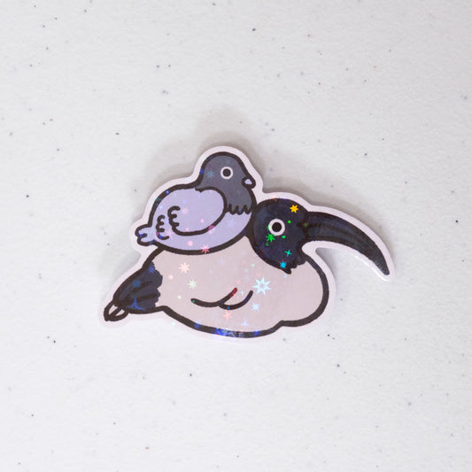 Bin Chicken with Pigeon Large Vinyl Sticker