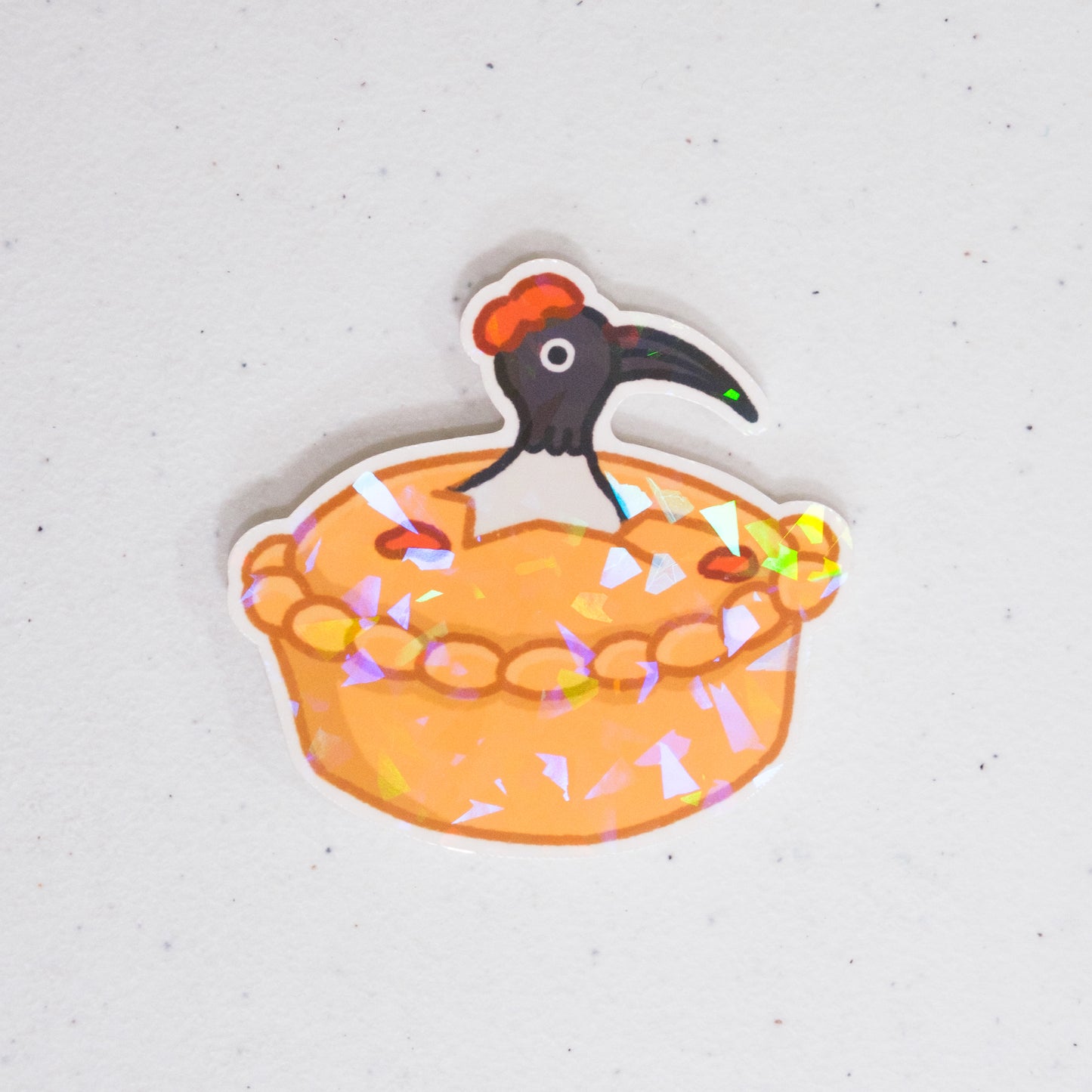 Bin Chicken in Pie Large Vinyl Sticker