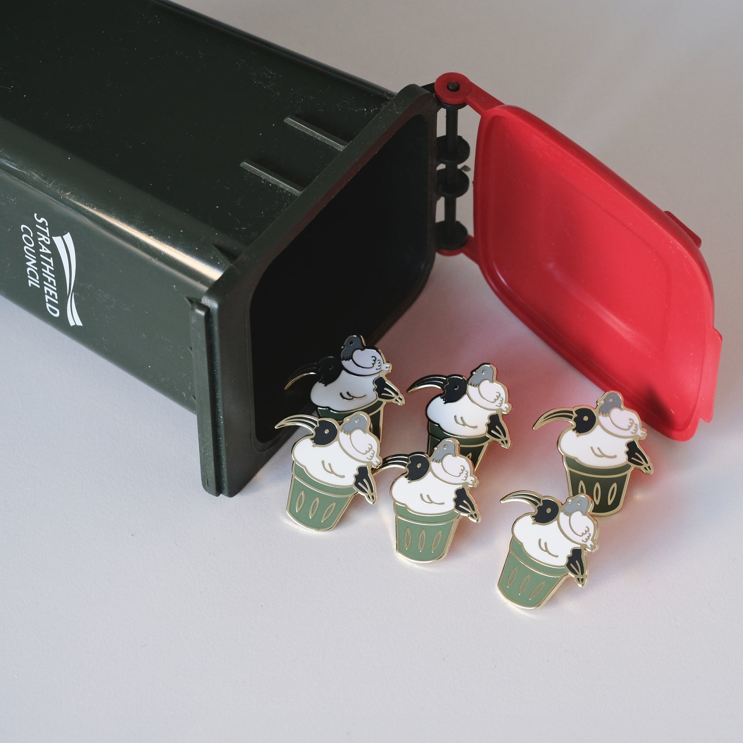 Pigeon on Bin Chicken Enamel Pin