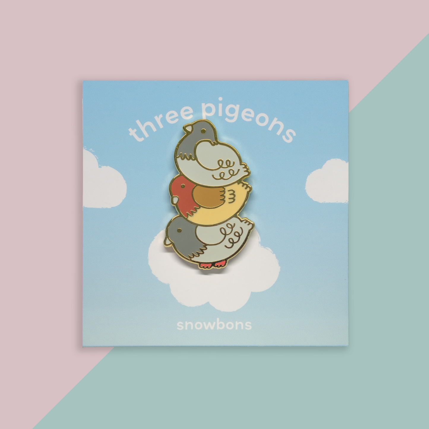 Three Pigeons Enamel Pin