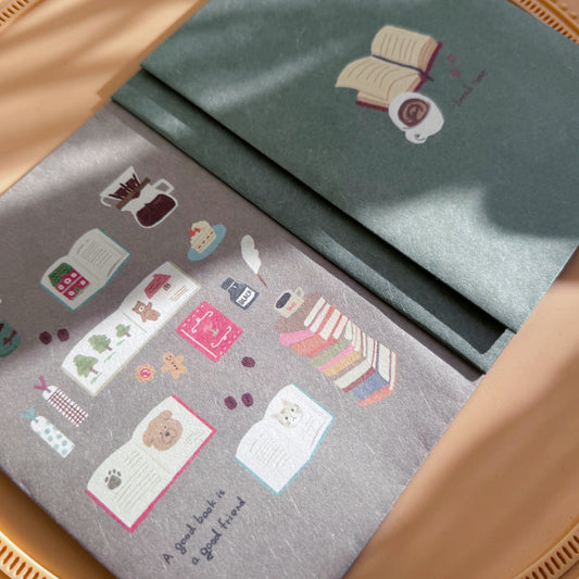 Mino Washi A6 Book Covers - Books and Coffee (Set of 2)