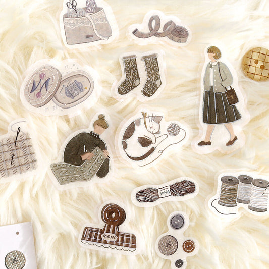 Maiden's Moment Foil Stamped Stickers - Knitting Time