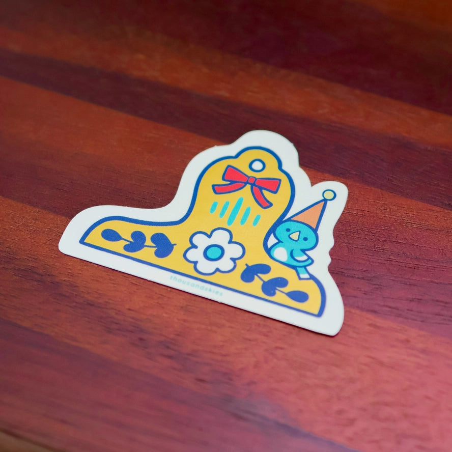 Blue Bird Brass Clip Vinyl Sticker (Holographic)