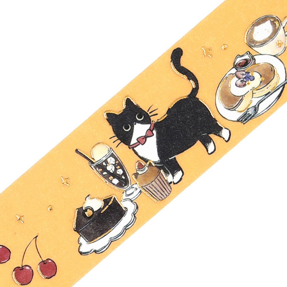 Cafe Kuroneko Foil-stamped Washi Tape - Sweets Time