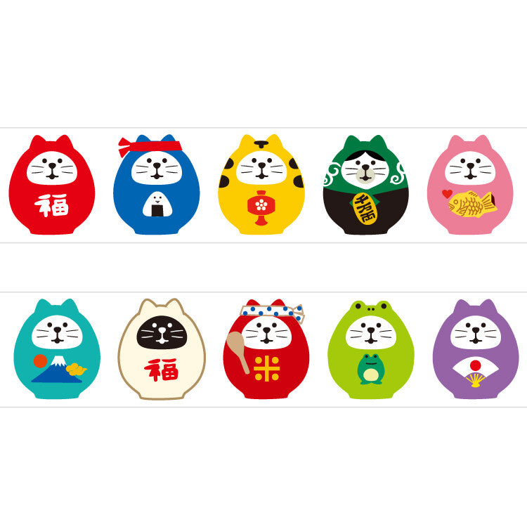 Washi tape designed by Papier Platz depicting lucky cat daruma