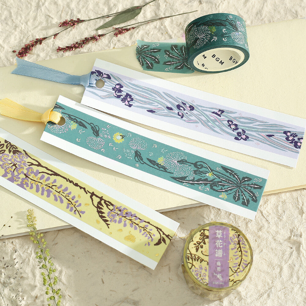 Flower Record Foil-stamped Washi Tape - Kusa