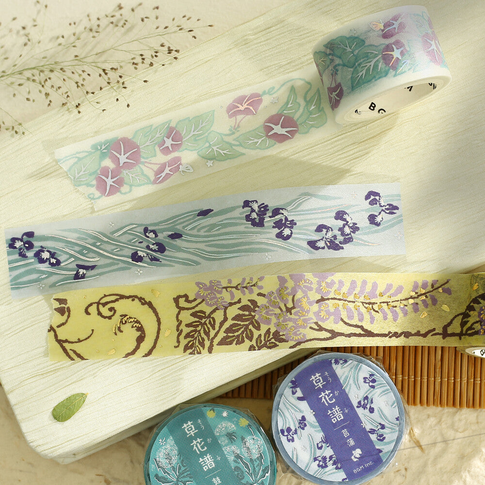 Flower Record Foil-stamped Washi Tape - Wisteria