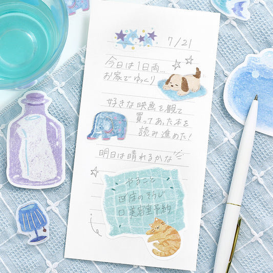 Fuwari Sketch Write-On Memo Stickers - Blue