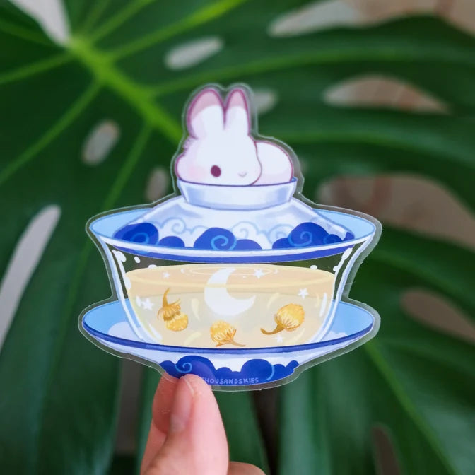 Gaiwan - Bunny Chamomile Tea Vinyl Sticker (Transparent)