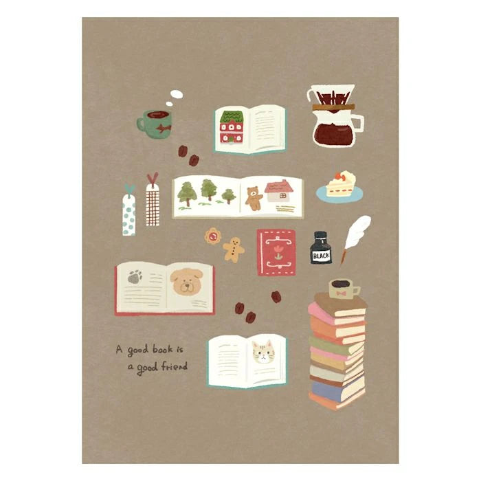 Mino Washi A6 Book Covers - Books and Coffee (Set of 2)