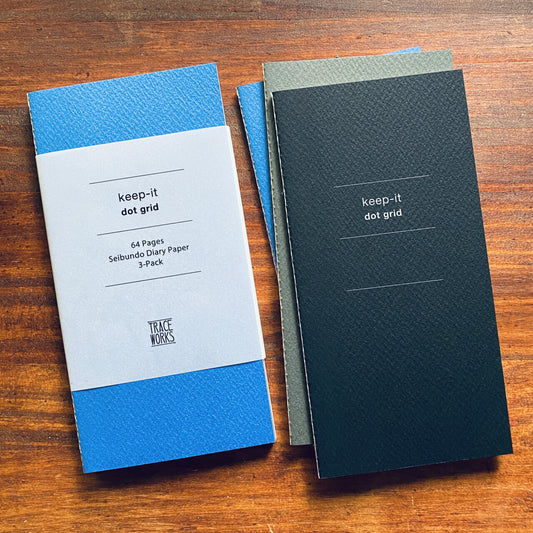 Keep-It A5 Slim Seibundo Dot Inserts (Blue, Black, Grey) - 3 per pack