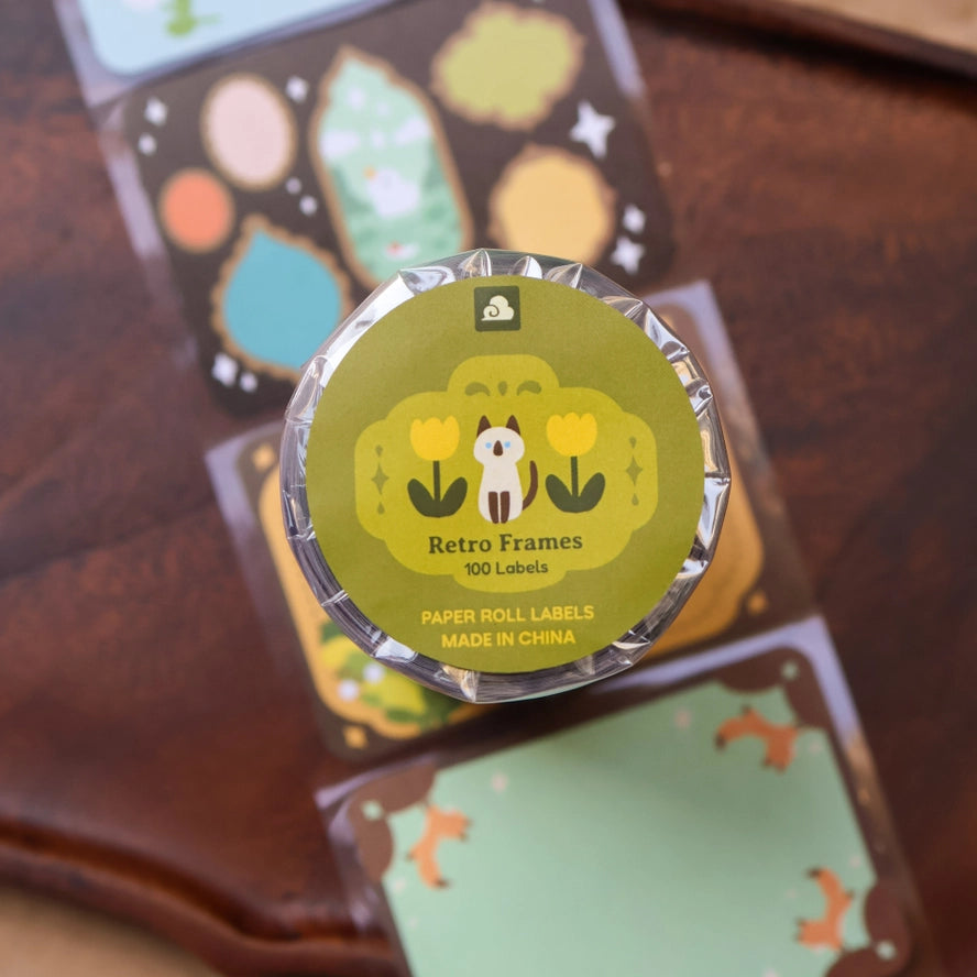 Retro Frames Paper Roll Labels