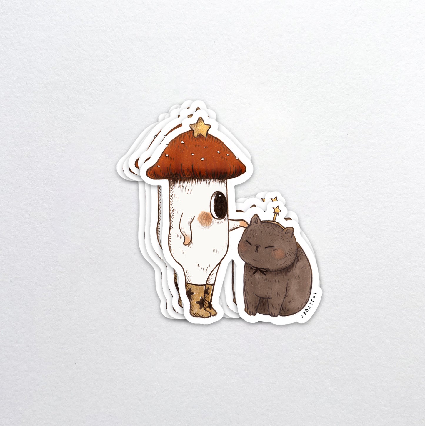 Shroom and Cat Die-Cut Sticker