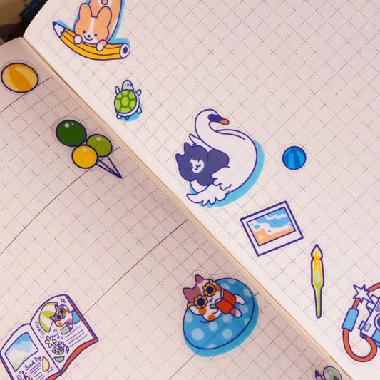 Summer Pool Party Clear Sticker Sheet