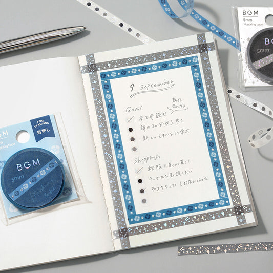 Night Blooming Flowers - Foil Stamped Washi Tape