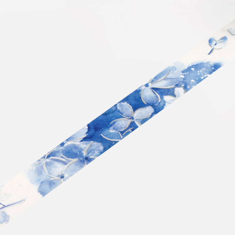 Watercolour Flower Foil-stamped Washi Tape - Hydrangeas