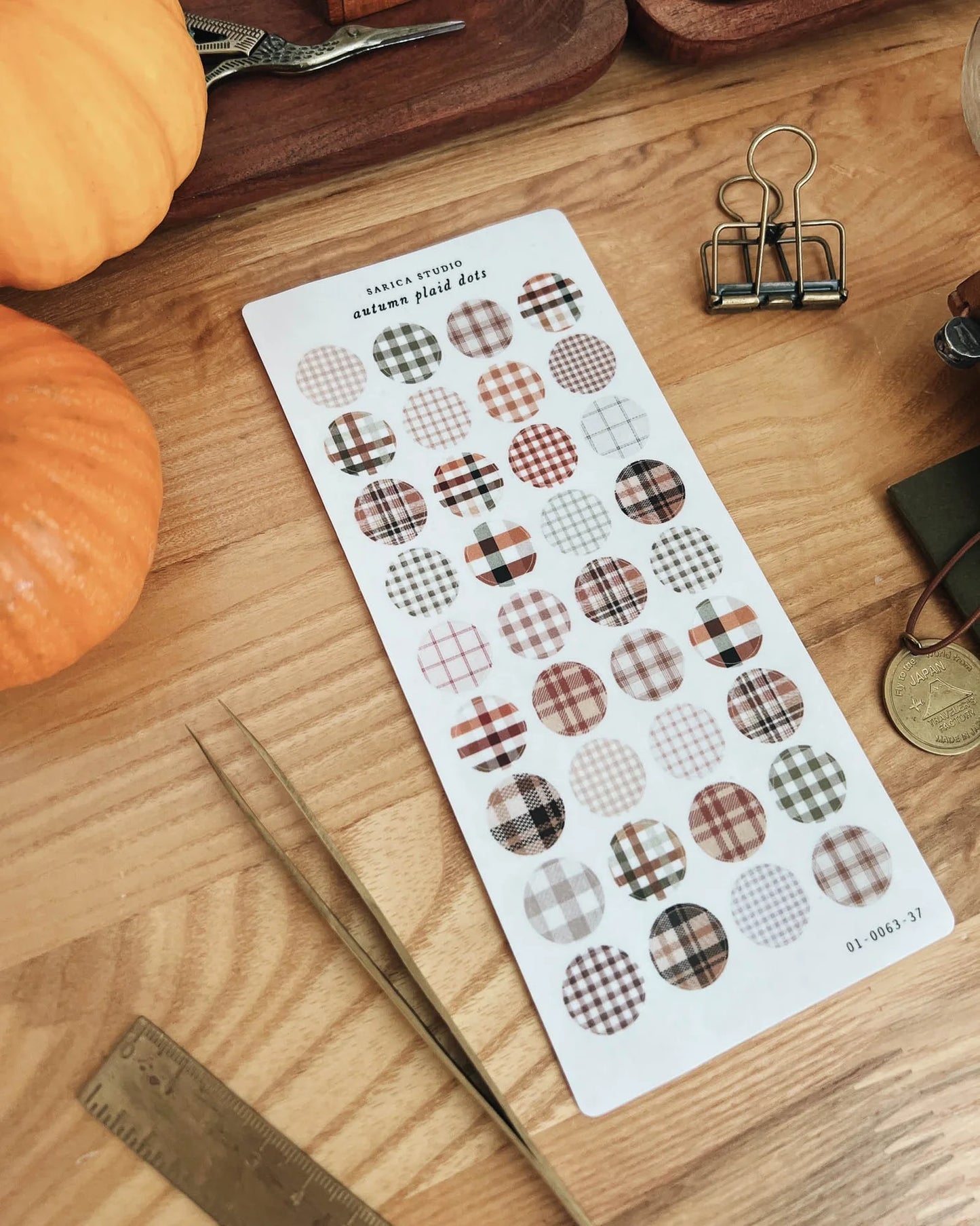 Autumn Plaid Dot Sticker
