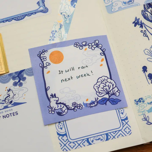 Blue Porcelain Sticky Notes