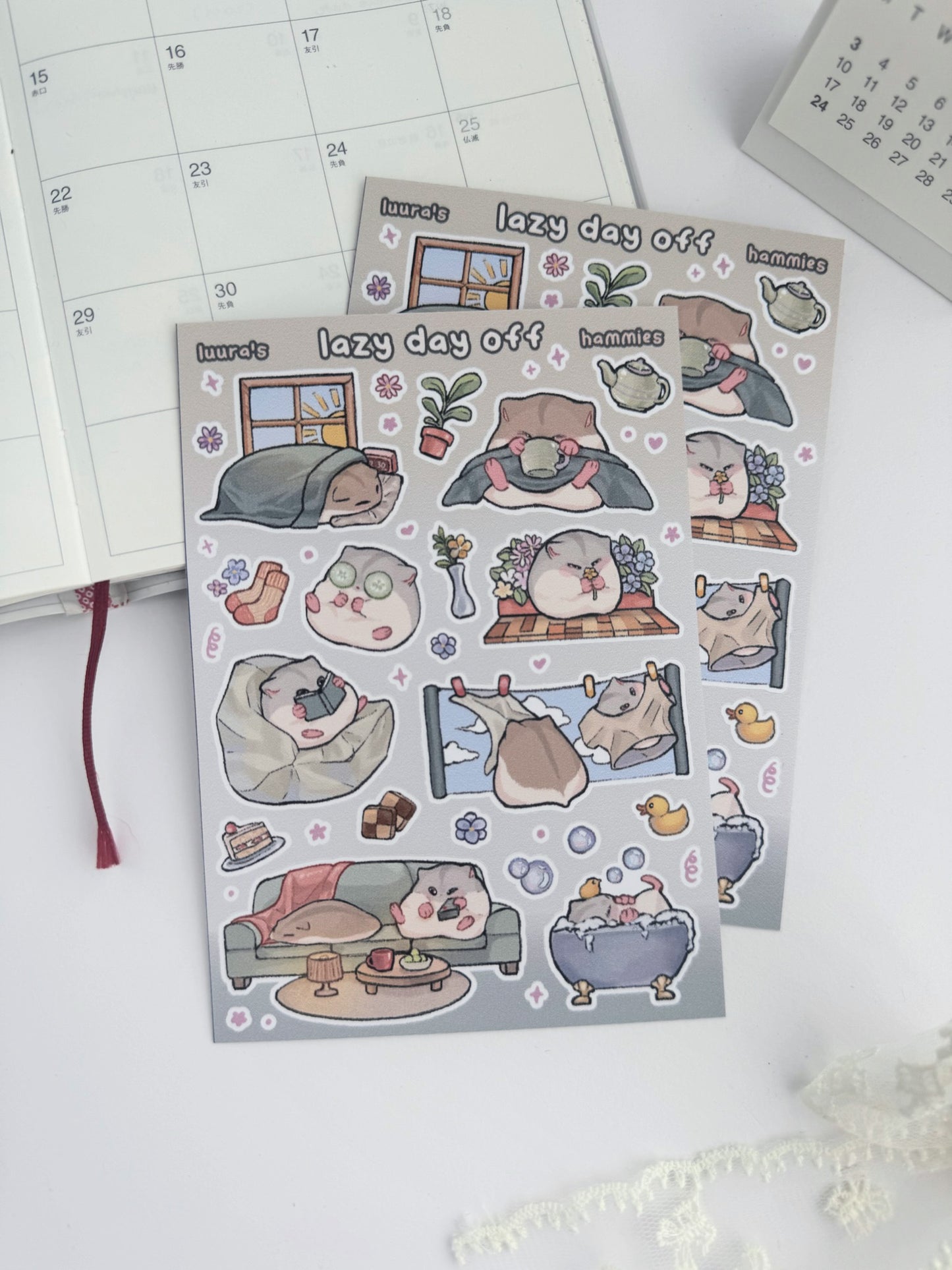 Lazy Day Off Hamsters Sticker Sheet
