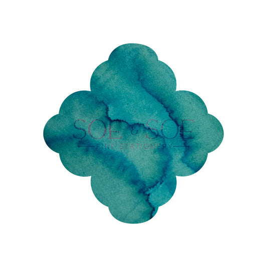 Laban Poseidon Green ink swatch in Soe & Soe logo