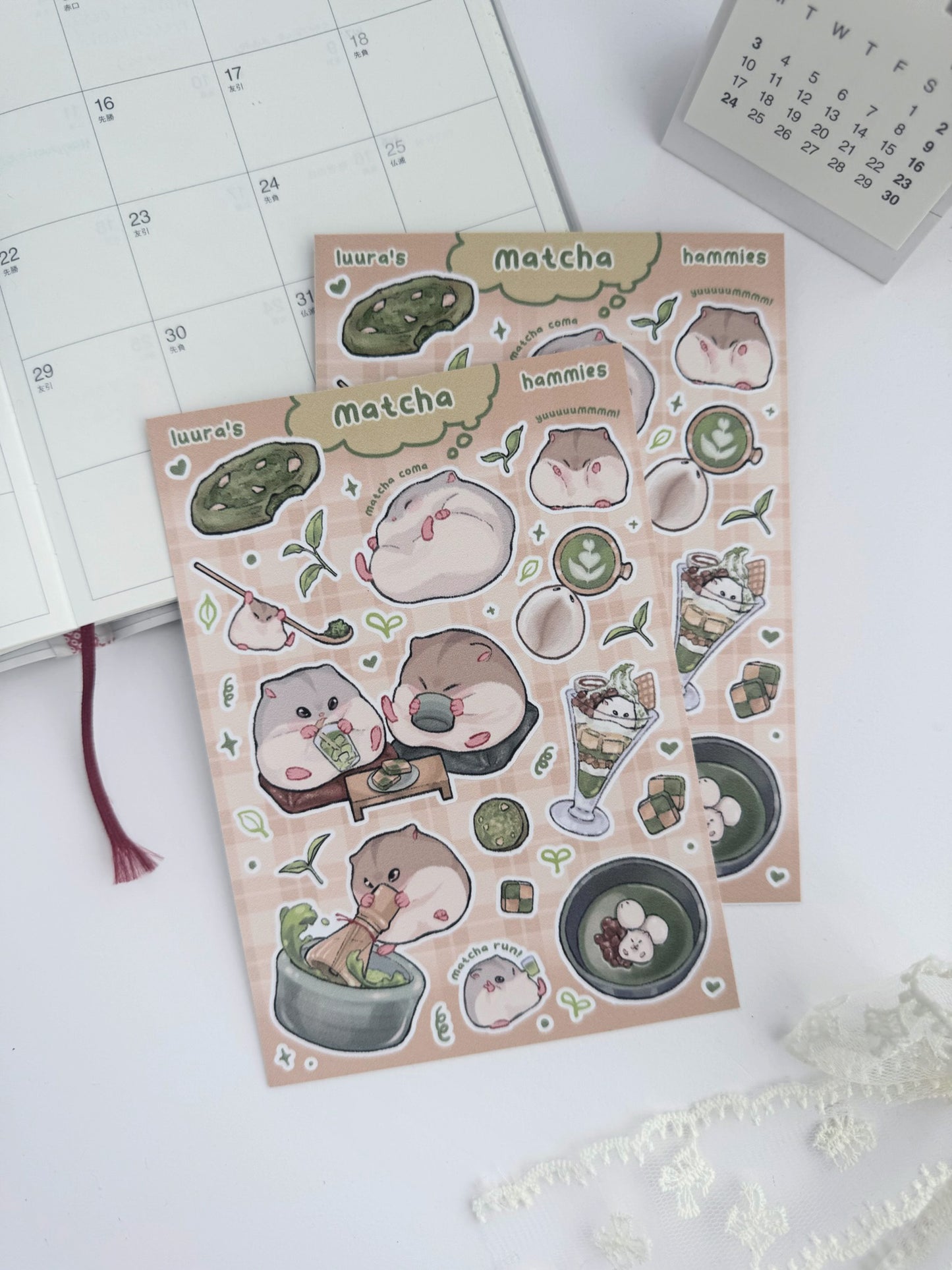 Matcha Hamsters Sticker Sheet