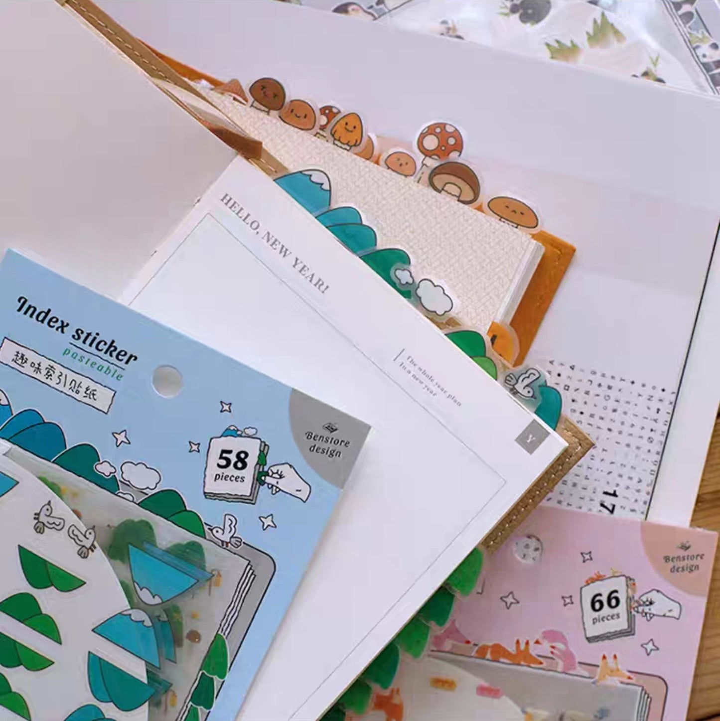 Mushroom and Red Wood Index Stickers