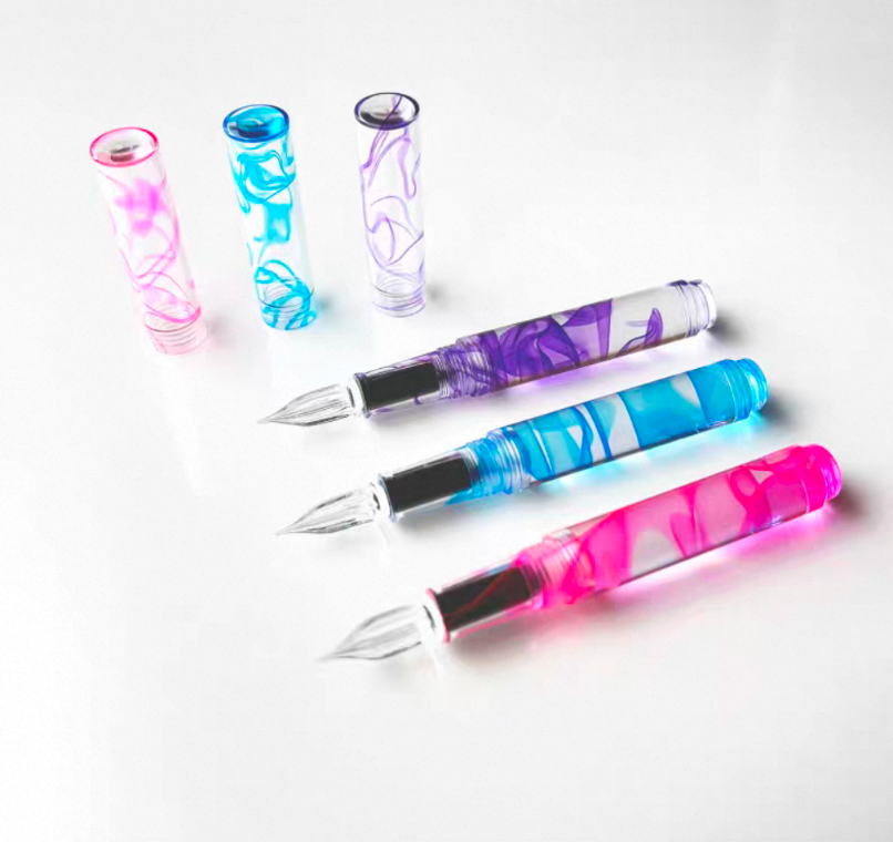 Teranishi Guitar Glass Dip Pen with Cap - Aurora Aqua Blue