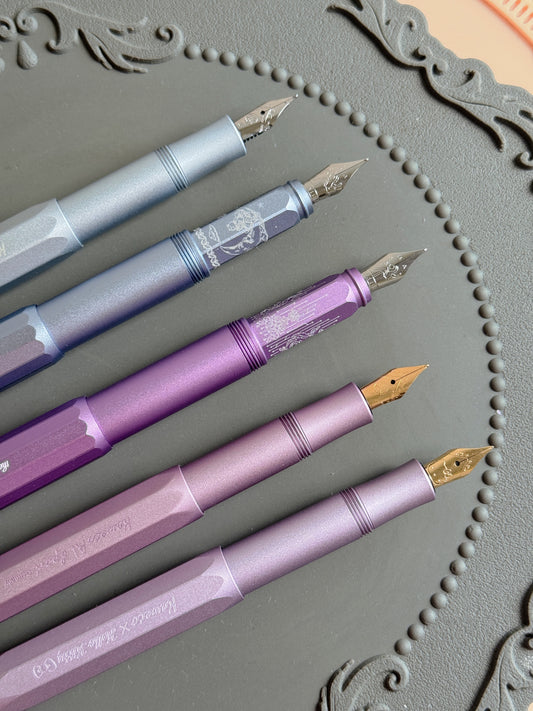 Pastel Blues and Purples: Kaweco & FWP Aluminium Pen Colour Comparison