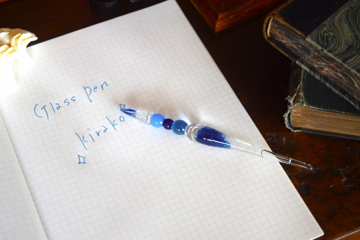 Kirakira Blue Glass Pen