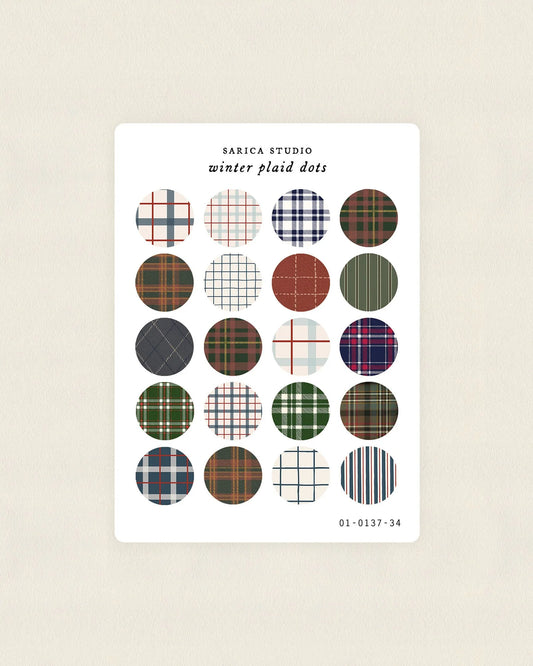 Winter Plaid Dots Sticker