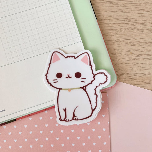 White Cat Vinyl Sticker