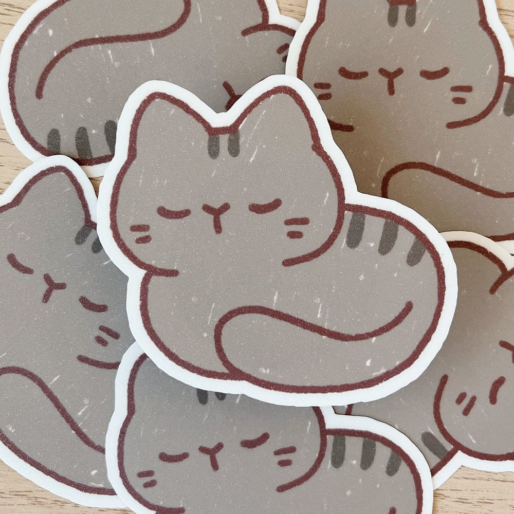 Grey Cat Loaf Vinyl Sticker