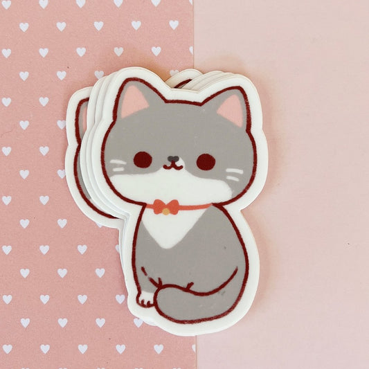 Grey Cat Vinyl Sticker