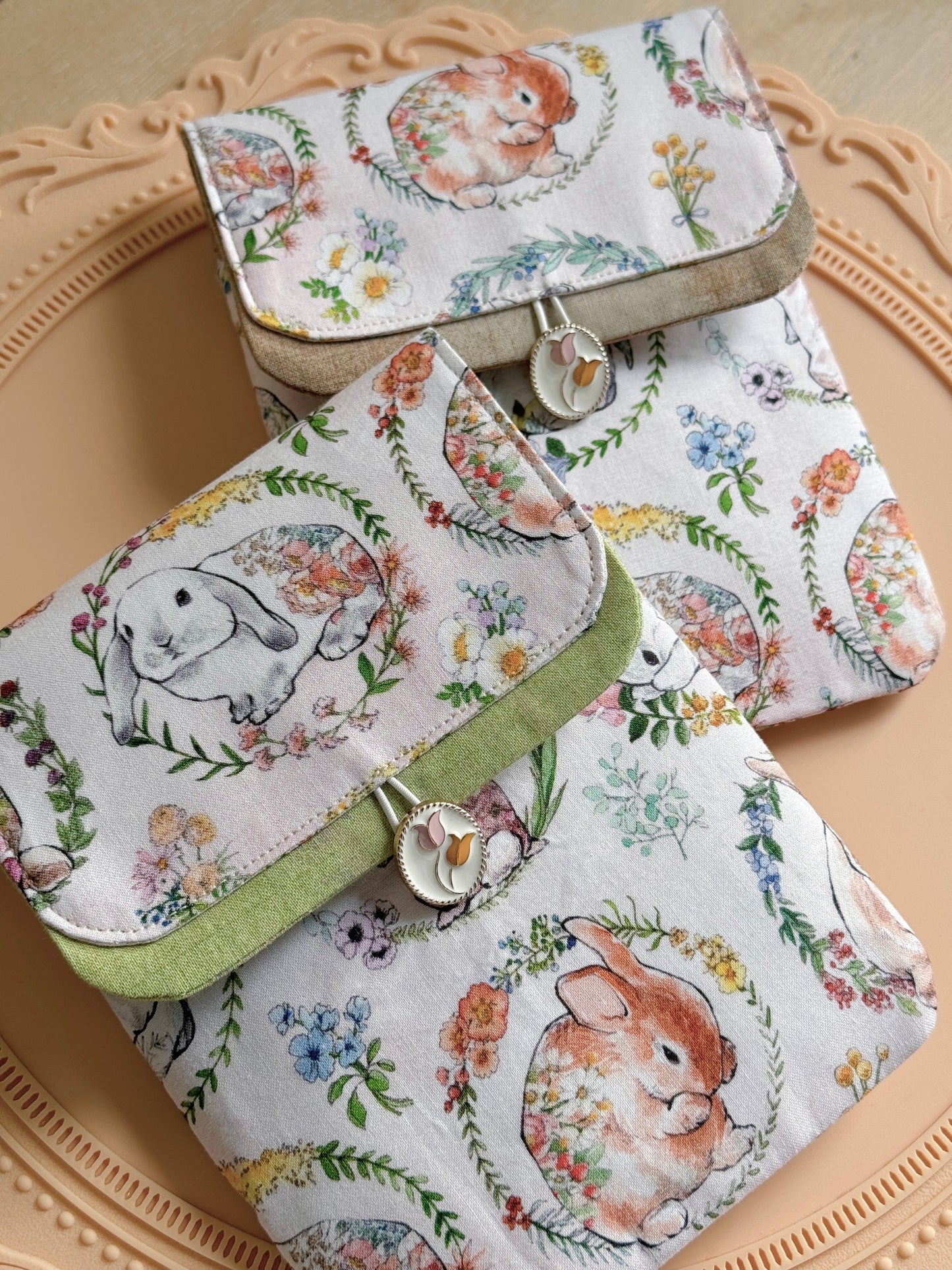 Handmade Spring Bunny x Matcha 6 Slot Large Pen Case