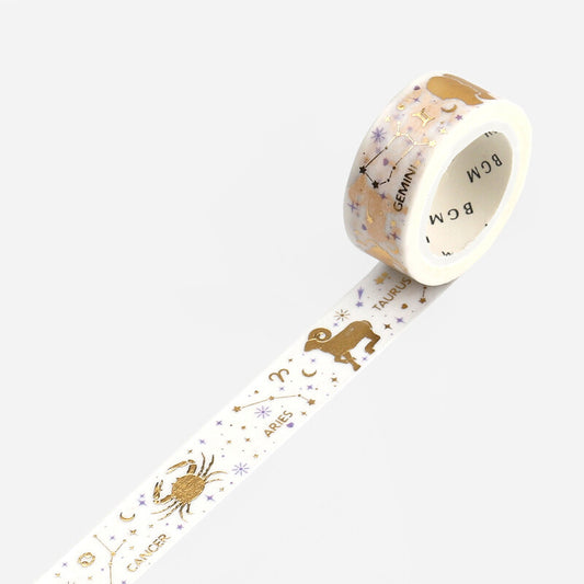 Zodiac Foil-Stamped Washi Tape - Aries, Taurus, Gemini, Cancer