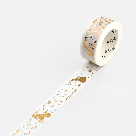 Zodiac Foil-Stamped Washi Tape - Sagittarius, Capricorn, Aquarius, Pisces