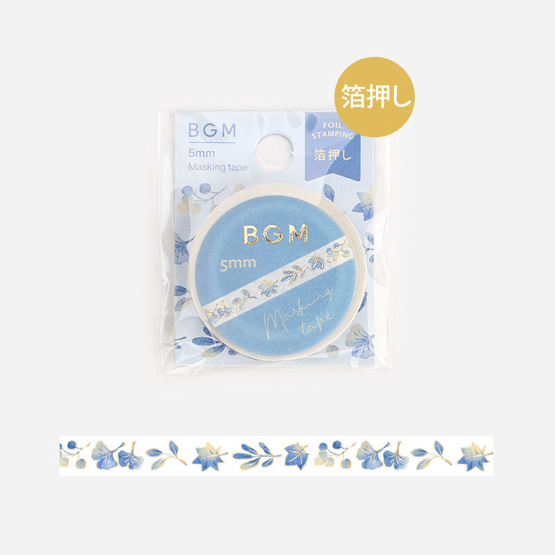 Life Foil Stamped Washi Tape - Blue Leaf
