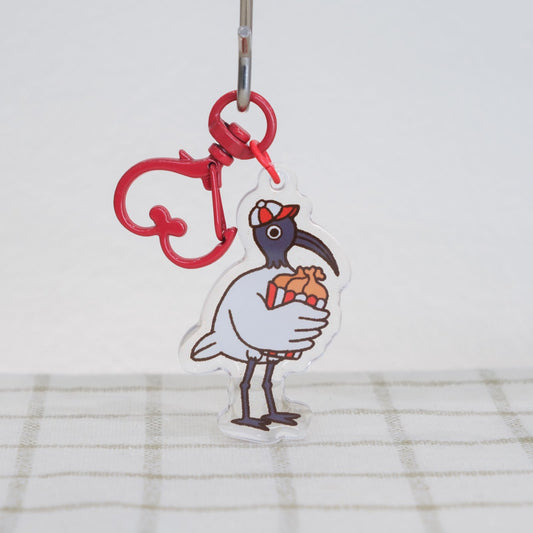 Bin Chicken Fast Food Worker Keychain