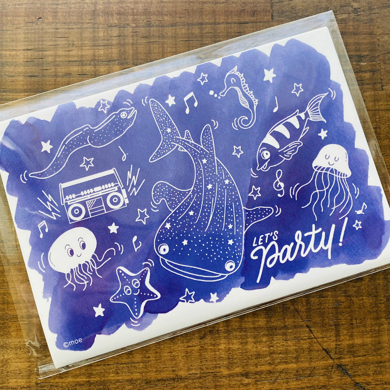 Sea Animal Party Colouring Ink Postcards