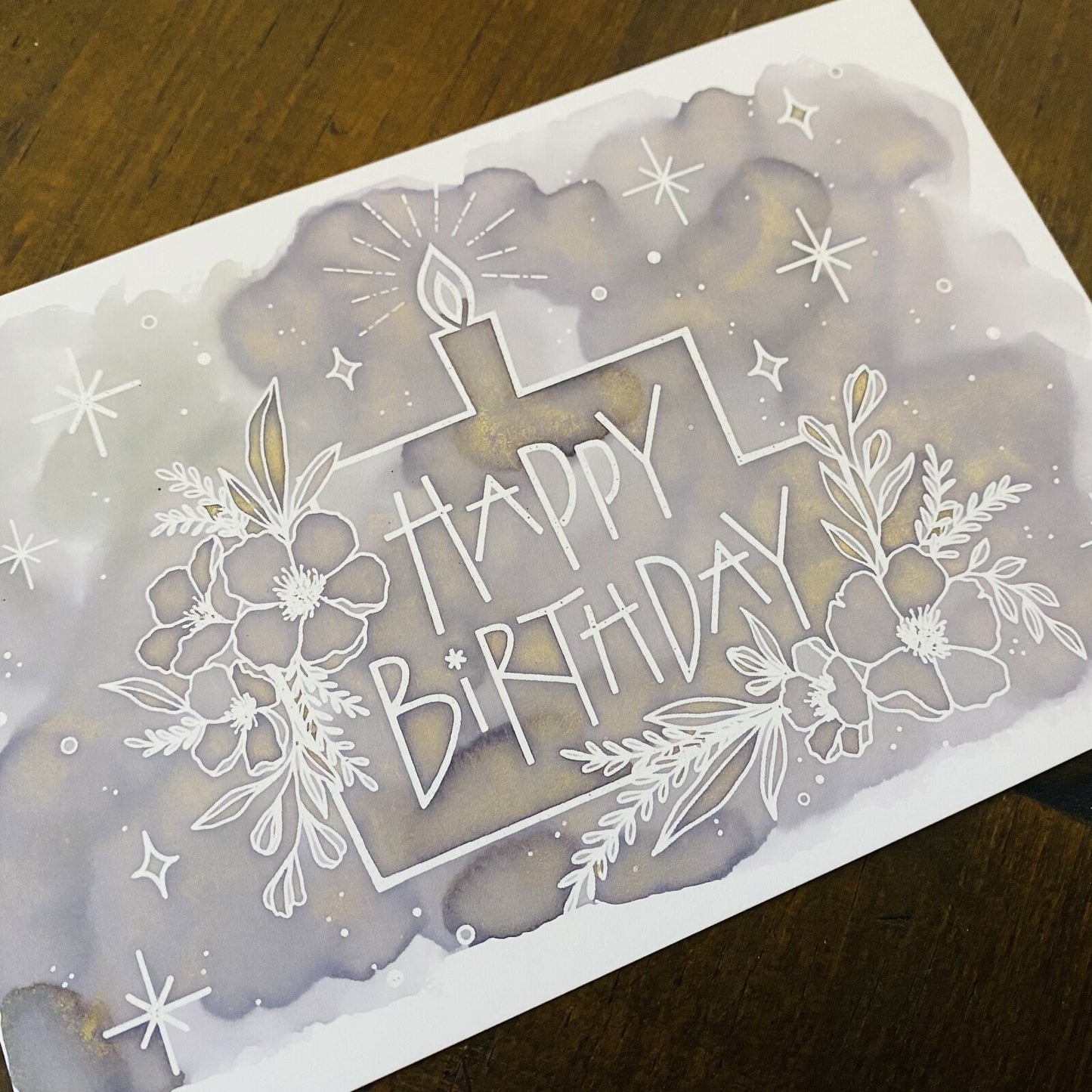 Happy Birthday Colouring Ink Postcards