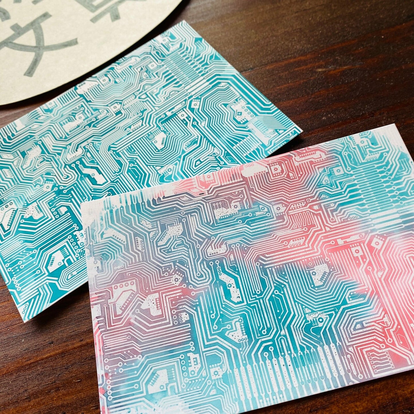 Circuit Board Colouring Ink Postcards