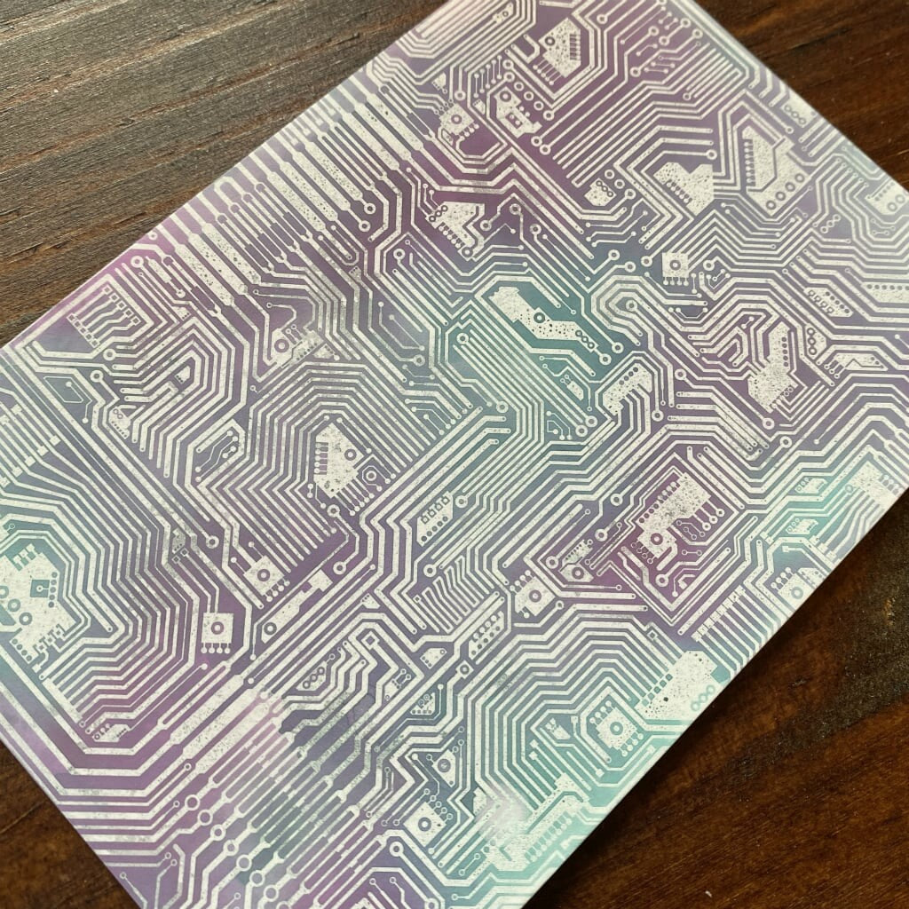 Circuit Board Colouring Ink Postcards