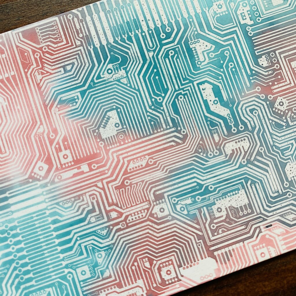 Circuit Board Colouring Ink Postcards