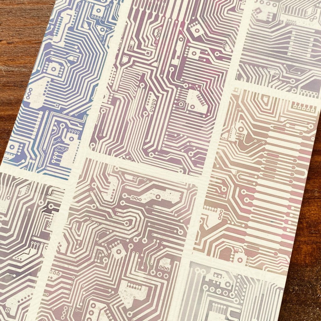 Circuit Board Colouring Ink Postcards