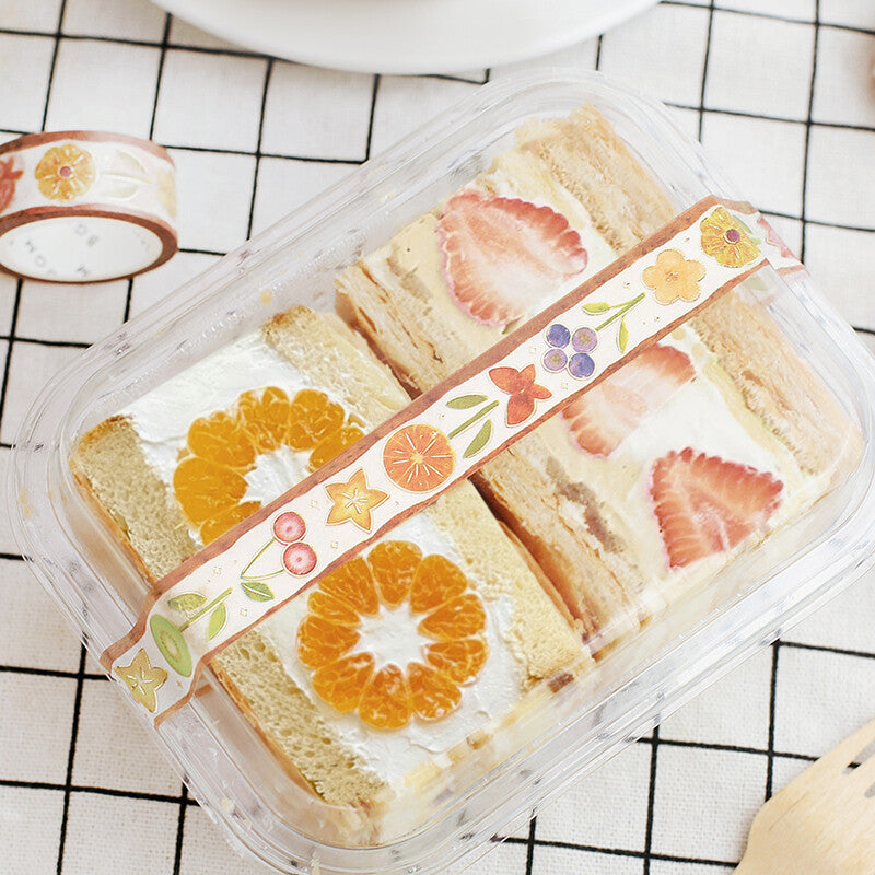 Fruit Sandwich Foil-Stamped Masking Tape - Flowers